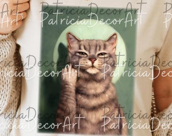 Cat Middle Finger PNG, Funny Cat Meme Sublimation Design, Vintage Viral Cat Digital File, Sarcastic Graphic Clipart, Printable Cat Tee Art
