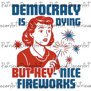 Democracy Is Dying Fourth of July Protest Cricut PNG File, 4th Of July Png, Political Sublimation Art, But Hey Nice Fireworks Png
