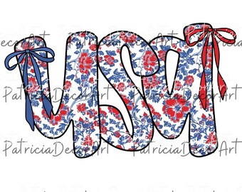 Floral Coquette USA Png, 4th Of July Png, Patriotic Design, Coquette Bow Sweatshirt Floral Coquette, USA Retro American