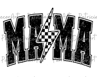 Lightning Bolt Mama Digital Download, Retro Checkered Mama Png, Mother's Day Presents for Mom Gift Homeschool Mom PNG Design