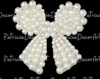 Bows and Pearls PNG, Neutral Coquette Bow with Pearls Clipart, Champagne Ribbon with Pearl Necklace Clip Art, Girly Coquette Aesthetics