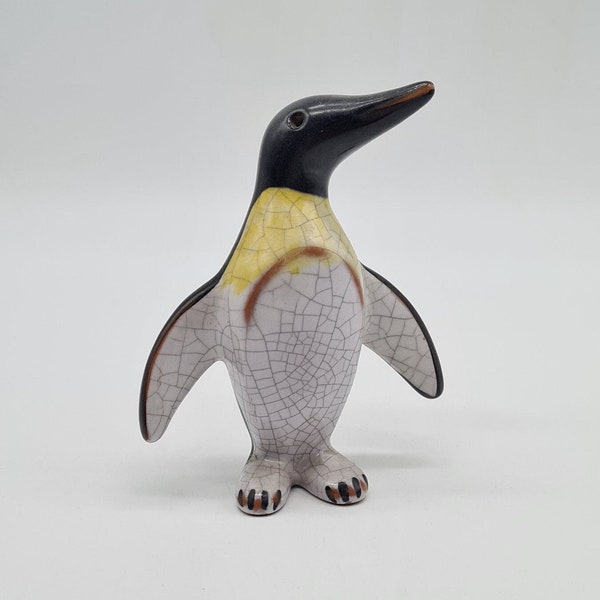 Karlsruher Majolika Pinguin vintage Keramikfigur Design Entwurf Walter Bosse ceramics figurine penguin 50er 50s 60er 60s west german pottery