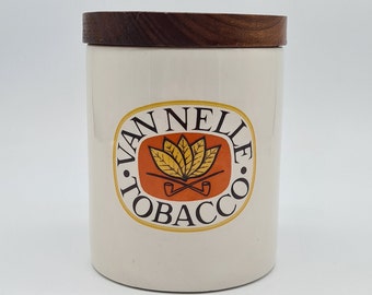 Van Nelle Tobacco Tobacco Tin Porcelain Wood Cork Vintage Design 60s 1960s  1960s 70s 1970s 1970s Rolling Tobacco Pipe Pipe Tobacco