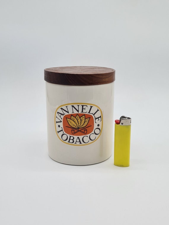 Van Nelle Tobacco Tobacco Tin Porcelain Wood Cork Vintage Design 60s 1960s  1960s 70s 1970s 1970s Rolling Tobacco Pipe Pipe Tobacco