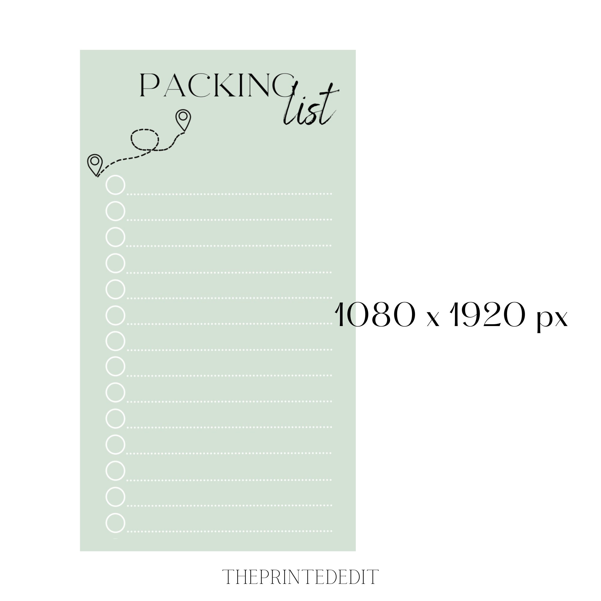 Packing List Printable Instant Download Theprintededit - Etsy
