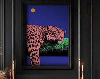 Pop Art Pink Panther Print: Modern Jungle Home Decor (Digital Download)