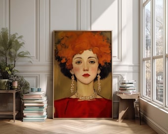 Boho Woman Portrait Oil Painting Print - Abstract Trendy Decor - Printable Wall Art Poster (Digital Download)