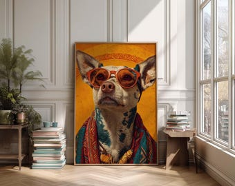 Hipster-Hundeporträt-Druck: Ausgefallene Tier-Wandkunst (Digitaler Download)