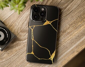 Black Gold Kintsugi Elegant Tough Phone Cases