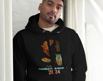 Cicada 2024 Two Broods Unisex Hoodie, Cicada Resurgence,  Double Brood Batch,  Cicada Emergence Comfy Hoodie, Hooded Bug Sweatshirt