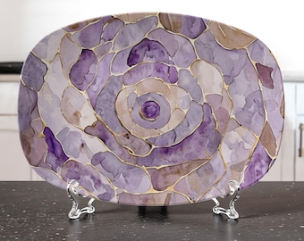 Lavender Sugar Cookie Geode Platter: Serving Tray, Display Plate, Hostess Gift, Matt Finish