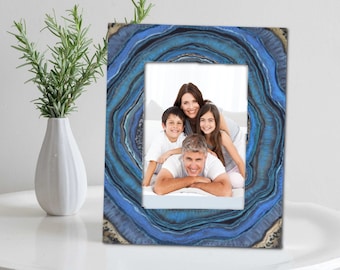 LAPIS LAZULI BLUE Picture Frame 5"x7" Felt Back, Boho Decor, Luxury Print, Shelf Mantle Frame, Gallery Wall, Wedding Gift, Geode Art Frame