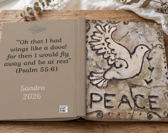 PEACE Dove Hardcover Journal Matte, Hope And Calm Personalized Journal, Original Art Notebook