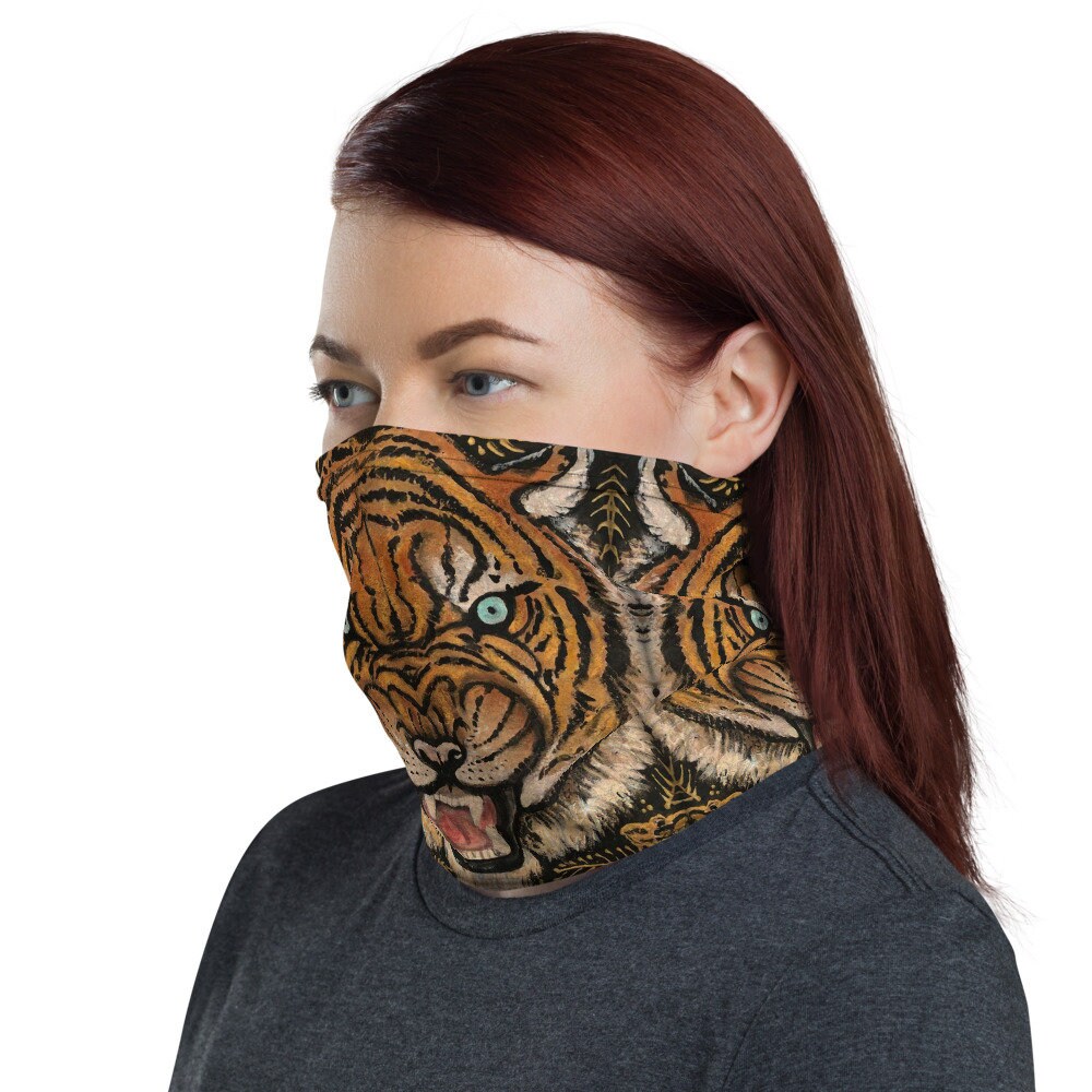 EXOTIC TIGER Face Mask Tiger Mask Growling Blue Eyed Tiger Etsy