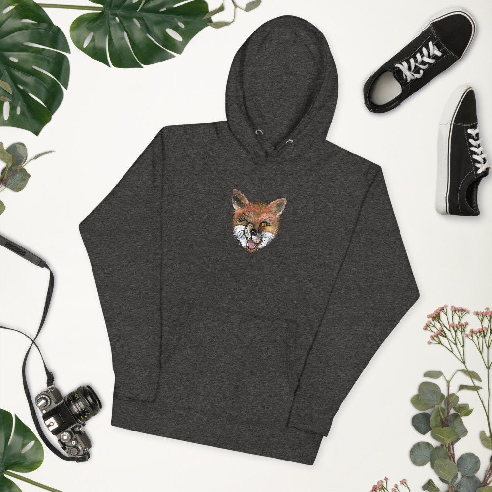 Winking Fox Unisex Hoodie Foxy Fox Lovers Forest nature | Etsy