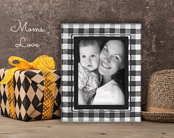 Black and White Gingham Picture Frame 5x7, Checkered Photo Frame, Black Checked Frame, Picnic Cloth Frame, Nursery Picture Frame, Kids Frame