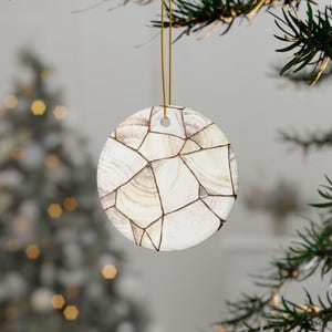 PERSONALIZE * Kintsugi Ceramic Ornament | White Gold Marble, Personalized Gift Valentine, Wedding Favor, Galentine Gift image 3