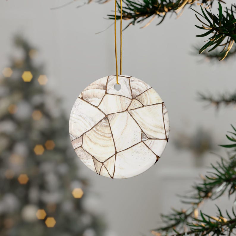 PERSONALIZE * Kintsugi Ceramic Ornament | White Gold Marble, Personalized Gift Valentine, Wedding Favor, Galentine Gift image 3