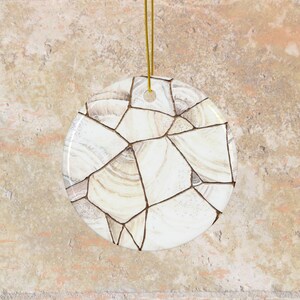 PERSONALIZE * Kintsugi Ceramic Ornament | White Gold Marble, Personalized Gift Valentine, Wedding Favor, Galentine Gift image 5