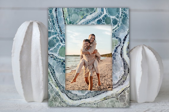 Turquoise Seafoam Geode Photo Frame 5x7: Beach Vacation Art - Etsy