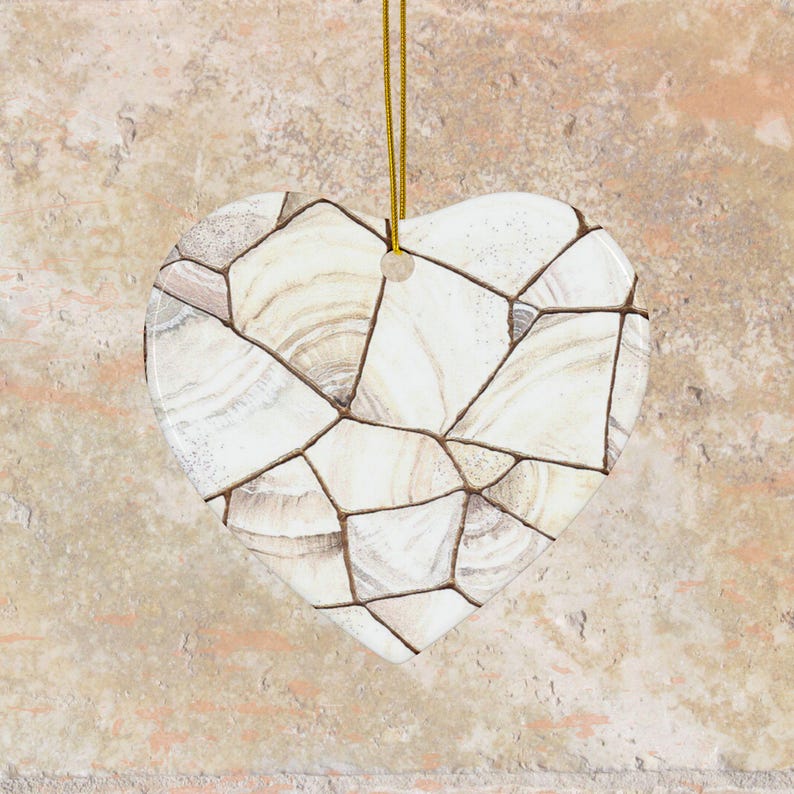 PERSONALIZE * Kintsugi Ceramic Ornament | White Gold Marble, Personalized Gift Valentine, Wedding Favor, Galentine Gift image 9