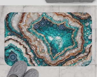 Mexican Turquoise Cenote Mat, Bath Mat, Cushioned Kitchen Mat, Hippie Geode Mat,Teal Bronze Geode Mat, Soft Plant Room Mat, Kitchen Mat