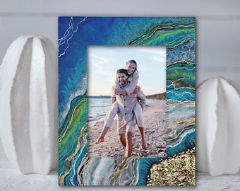 Turquoise Agate Picture Frame: 5x7 Art Print, Felt Back