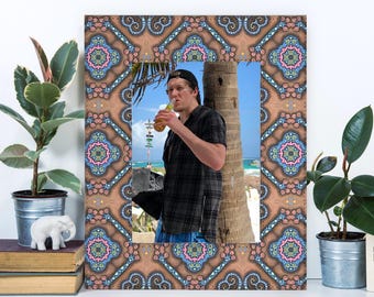 Mexican Fabric Mosaic Picture Frame 5x7: Colorful Novelty Photo Gift