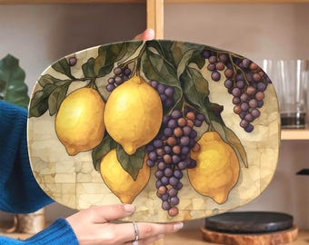 Rustic Tuscan Lemon Serving Platter, Italian Decor, Hostess Gift, Nona Gift, Matt Finish