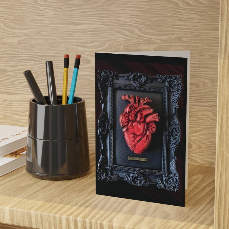 Anatomical Framed Heart Greeting Cards, Gothic Thank You Cards, Blank Ten Pack, Love Cards, Unique Greeting Cards, Frameable Cards image 2