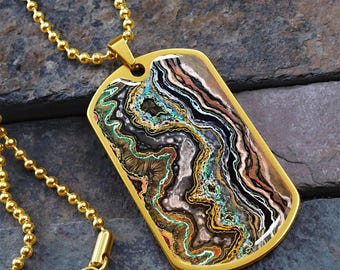 JUPITER RISING Dog Tag Necklace: Engraved Spiritual Energy Pendant, Personalized Galaxy Gift Pendant