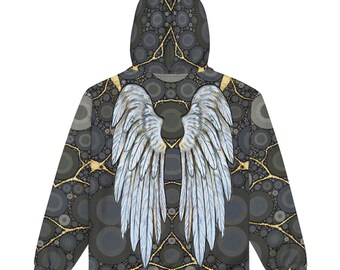 Angel Wings Rhinestones Hoodie, Silver Rhinestones Angel