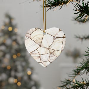 PERSONALIZE * Kintsugi Ceramic Ornament | White Gold Marble, Personalized Gift Valentine, Wedding Favor, Galentine Gift image 4