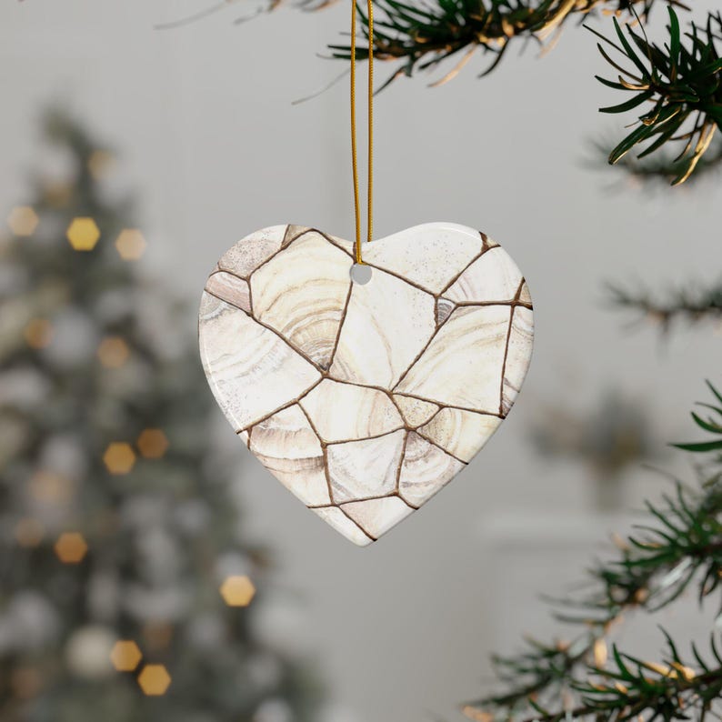 PERSONALIZE * Kintsugi Ceramic Ornament | White Gold Marble, Personalized Gift Valentine, Wedding Favor, Galentine Gift image 4