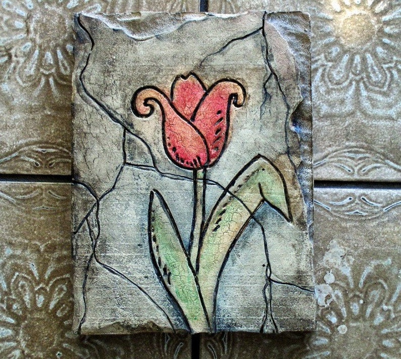SPRING TULIP Wall Art Tile Artifact Plaque Wall Decor Tile | Etsy
