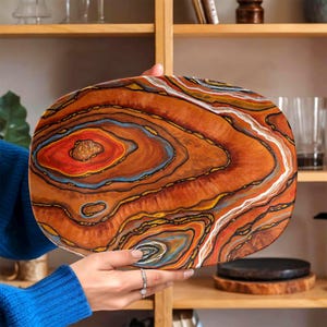 Riverbed Layers Geode Platter: Coastal Serving Tray, Naturecore Display Plate, Hostess Gift, Matt Finish
