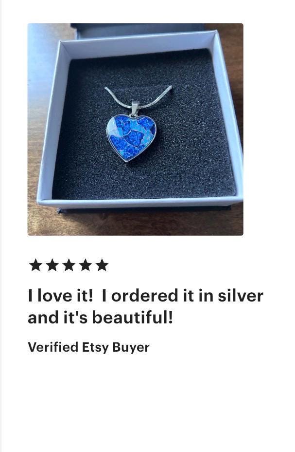 SAPHIRE BLUE KINTSUGI Heart Pendant – Personalized Engraved Geode ...