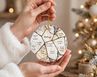 PERSONALIZE Kintsugi Shards Ornament, Ceramic Round Ornament | Broken Beautiful Ornament, Affirmations Gift Ornaments, Friendship Gift Idea