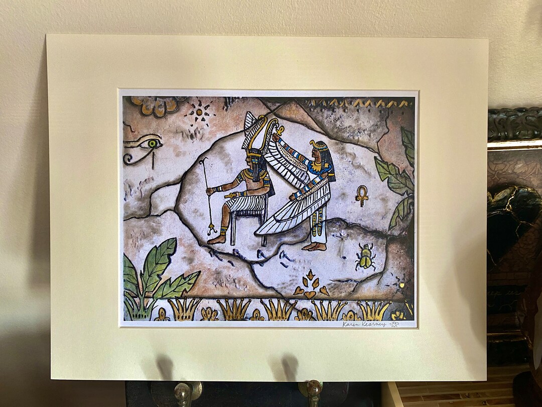 Egyptian Pharaoh, Ancient Ruler Hand Embellished Print, Egypt God Stone ...