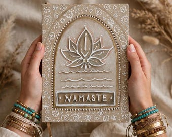 Namaste Lotus Journal | Hardcover Matte Spiritual Notebook, Yoga Gift Journal, Daily Reflections