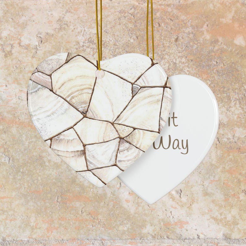 PERSONALIZE * Kintsugi Ceramic Ornament | White Gold Marble, Personalized Gift Valentine, Wedding Favor, Galentine Gift image 10