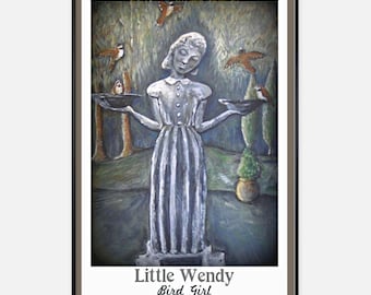 Little Wendy Bird Girl, Bonaventure Cemetery Savannah Georgia,  Midnight in the Garden of Good and Evil, Bird Bath Statue Print, Romantic