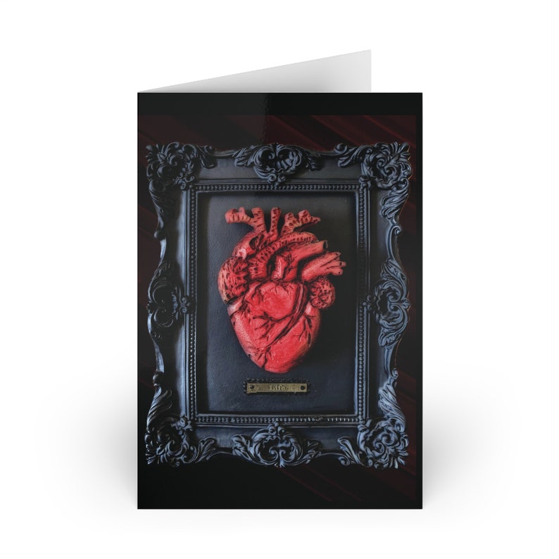 Anatomical Framed Heart Greeting Cards, Gothic Thank You Cards, Blank Ten Pack, Love Cards, Unique Greeting Cards, Frameable Cards image 3