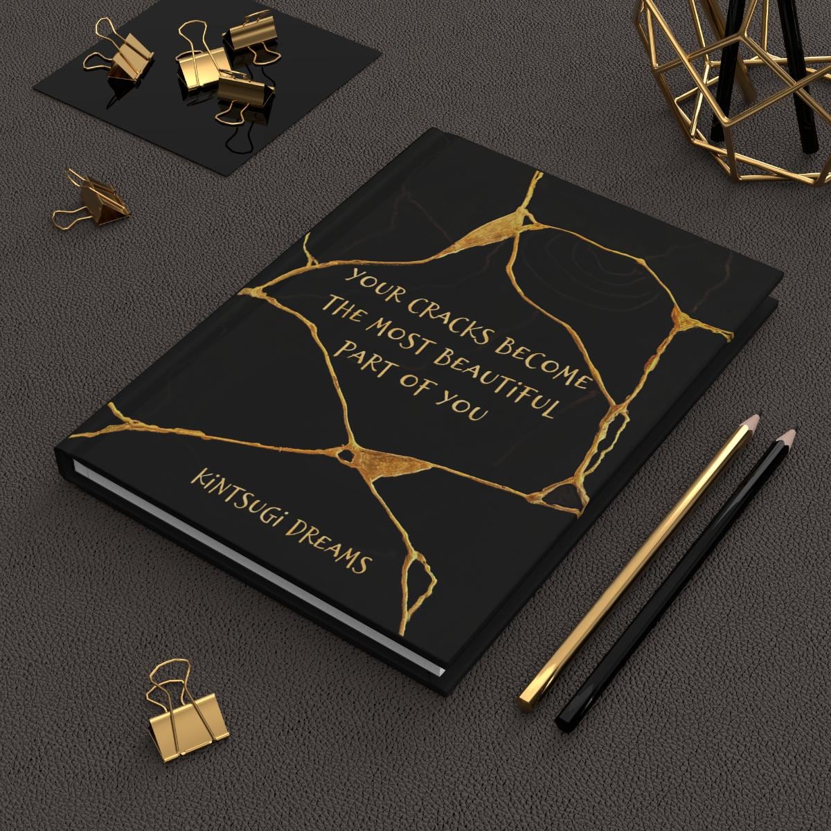 Black Gold Marble Kintsugi Journal: Elegant Couples Keepsake
