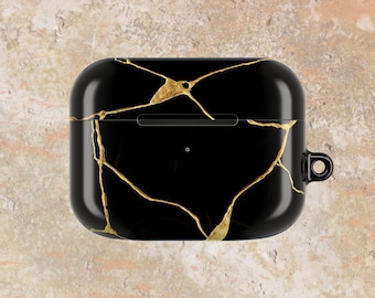 Black and Gold Kintsugi AirPod Case | Japanese Art, Protective