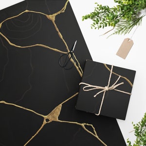 BLACK GOLD Kintsugi Masculine Wrapping Paper, Geode Art Wrap, Art Wrap,  Special Occasion Wrap, Wedding Wrapping Paper, Husband Gift Wrap 