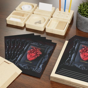 Anatomical Framed Heart Greeting Cards, Gothic Thank You Cards, Blank Ten Pack, Love Cards, Unique Greeting Cards, Frameable Cards image 1
