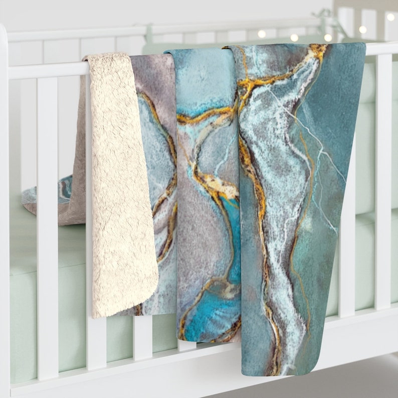 TURQUOISE MOTHERLOAD Fleece Sherpa Blanket Geode Blanket Etsy