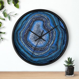 LAPIS LAZULI Clock, Wall Clock, Blue Geode Painting, Rock Clock, Home Office Clock, Boho Novelty Clock, Blue Stone Print, Rare Healing Gem