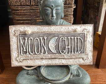 Moon Child ZEN VIBES Sign, Inspirational Wooden Sign Yoga Door Sign, Wall Decor, Hand Painted Sign, Meditation Friendship Gift